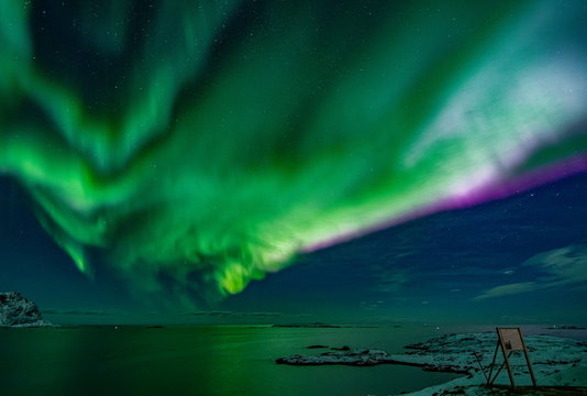 Northern lights over Skogsoya, Oksnes, Nordland, Norway