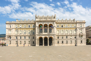 Fototapeta premium Trieste, Italy. View of Government of Trieste building in sunny day.