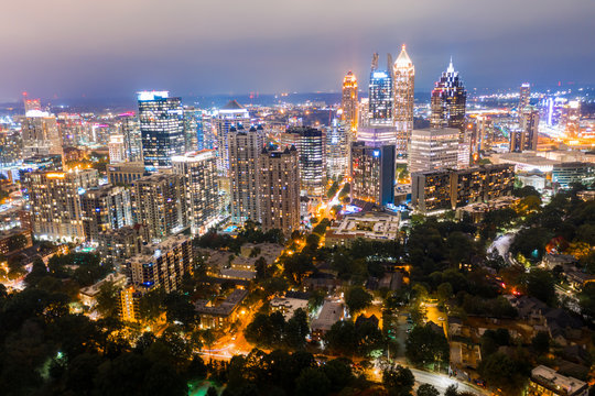 Cityscape at night, Atlanta, Georgia, USA