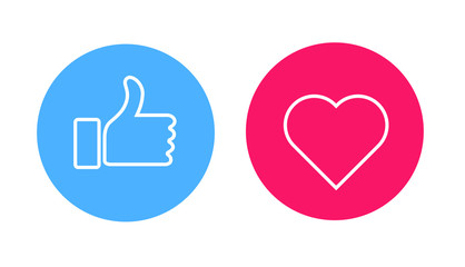 Thumbs up and heart icon on a white background. social media icon. vector illustration