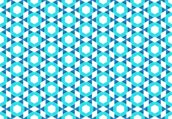Seamless geometric pattern design illustration. Background texture. In blue, white colors.