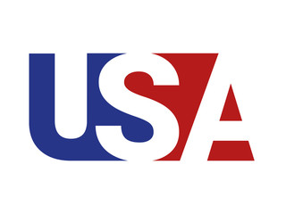 USA sign or creative modern text logo of the United States of America