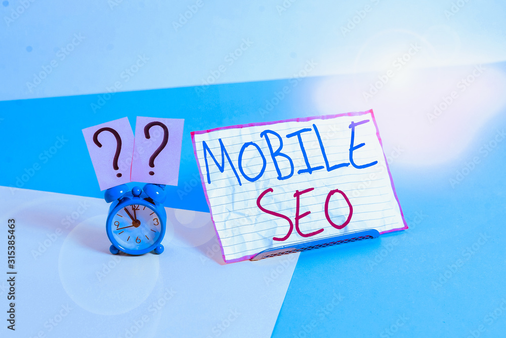 Poster handwriting text mobile seo. conceptual photo process of optimizing a website to rank for mobile sea
