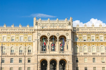 Fototapeta na wymiar Trieste, Italy. View of Government of Trieste building in sunny day.