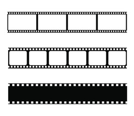 Film strips collection. Vector realistic illustration of film strip on white background. Retro cinema strip. Vector photo frame.
