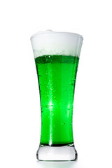 Traditional St Patrick's Day green beer isolated on white background	