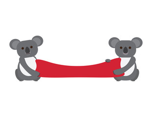 Two Cute Koala Holding Red Sign