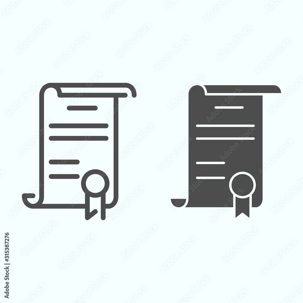 Poster declaration line and glyph icon. american document vector illustration isolated on white. contract o