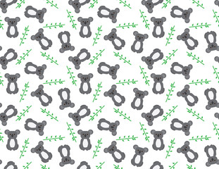 Koala and Leaves Seamless Pattern