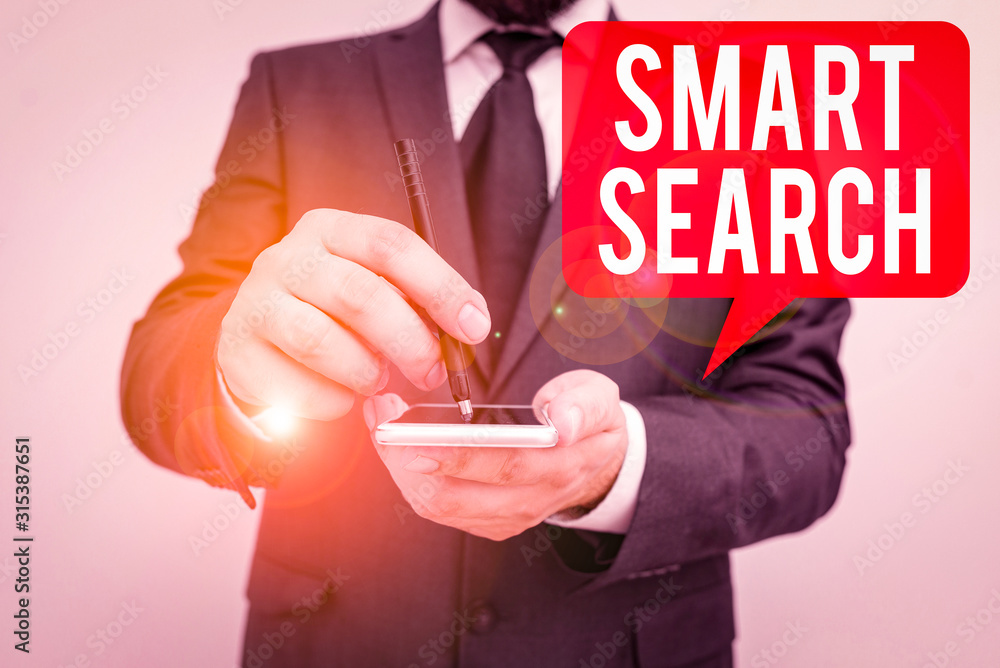 Poster word writing text smart search. business photo showcasing tool used in recording software for search