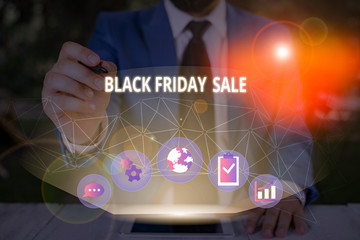 Word writing text Black Friday Sale. Business photo showcasing Shopping Day Start of the Christmas...
