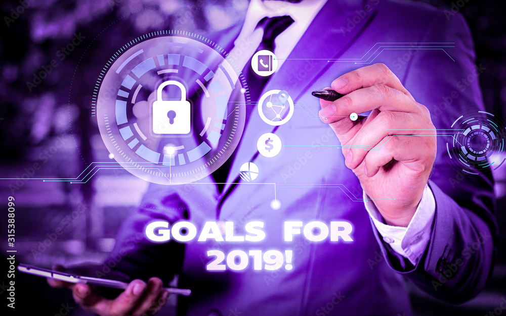 Poster word writing text goals for 2019. business photo showcasing object of demonstratings ambition or eff