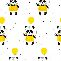 Seamless pattern with cute panda