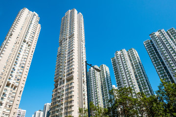 Fototapeta na wymiar skyscraper apartment buildings, residential real estate, HongKong