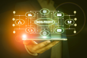 Word writing text Non Profit. Business photo showcasing type of organization that does not earn...