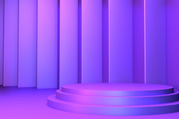 gradients purple and blue abstract podium showcase. 3D rendering