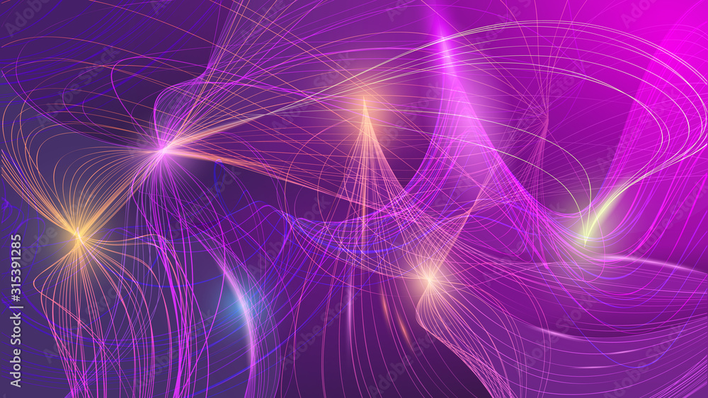 Poster abstract futuristic 3d background. vector. luminous neon neural network. bright beams of plasma. fli