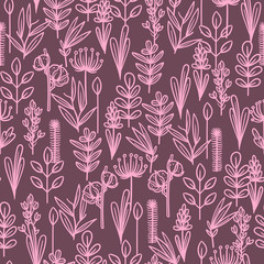 vintage vector seamless pattern with floral elements. summer flower and leaf elements. herbal pattern
