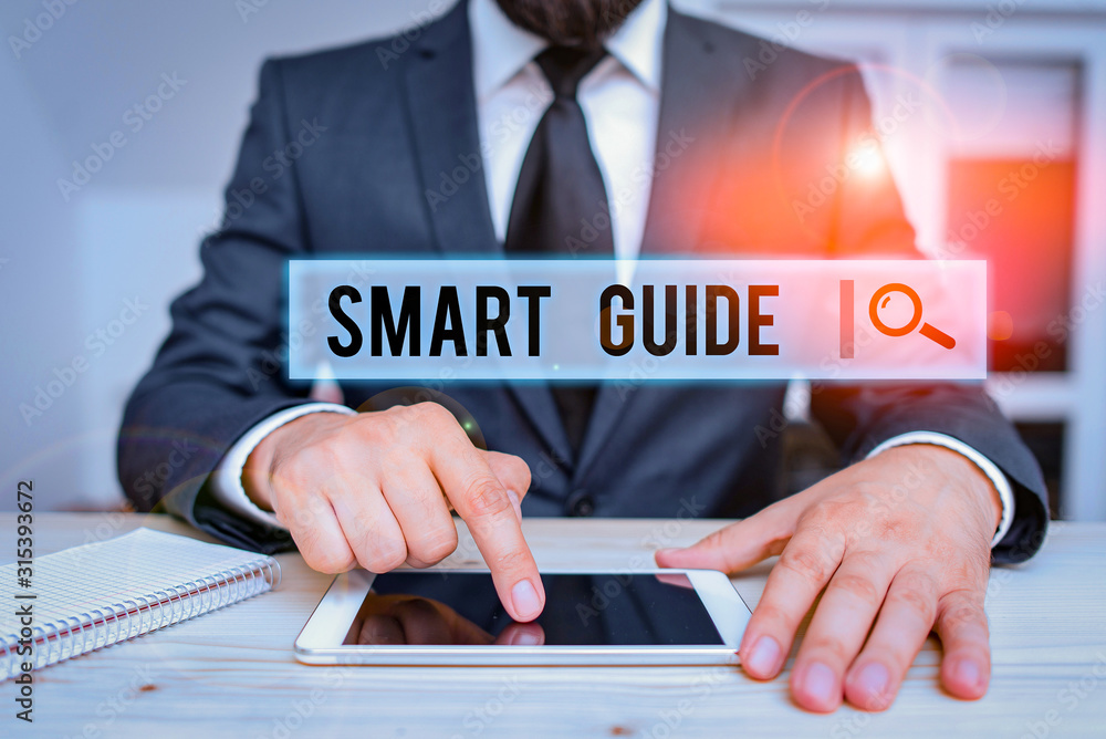 Poster conceptual hand writing showing smart guide. concept meaning used to guide the development of measur