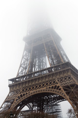 PARIS, FRANCE - Eiffel Tower in the fog
