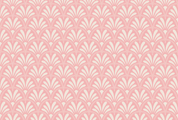 Seamless Arabesque Floral Pattern. Art Deco Style Background. Vector Abstract Flower Texture.