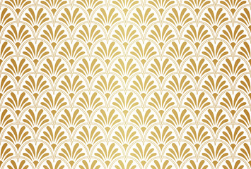 Seamless Arabesque Floral Pattern. Art Deco Style Background. Vector Abstract Flower Texture.