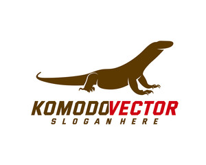 Komodo dragon logo design template. Graphic animal illustration.