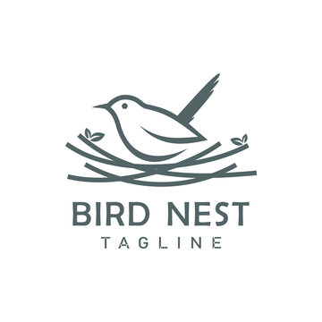Bird nest logo design vector icon template