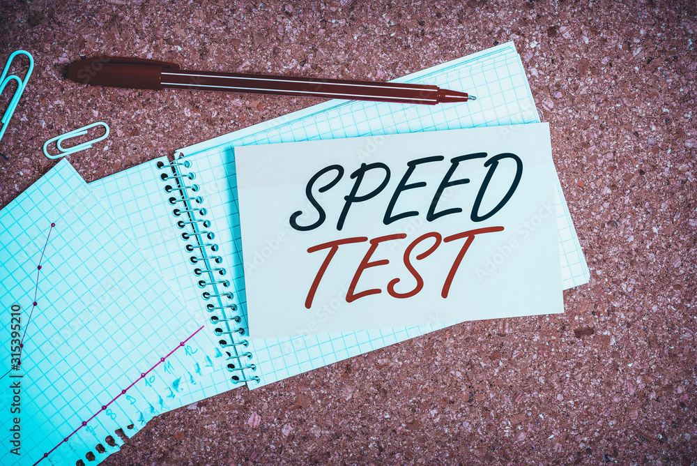 Poster handwriting text speed test. conceptual photo psychological test for the maximum speed of performing