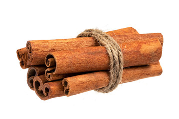 Cinnamon sticks isolated on white background