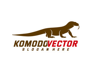 Komodo dragon logo design template. Graphic animal illustration.