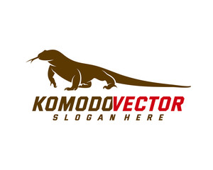 Komodo dragon logo design template. Graphic animal illustration.