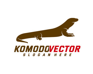 Komodo dragon logo design template. Graphic animal illustration.