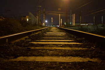 railway train station at night