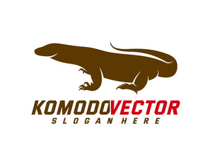 Komodo dragon logo design template. Graphic animal illustration.