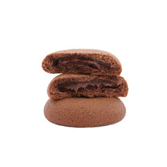 Fototapeta na wymiar Tasty homemade chocolate cookies on white background