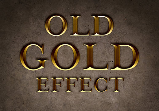 Old Gold Text Effect Mockup