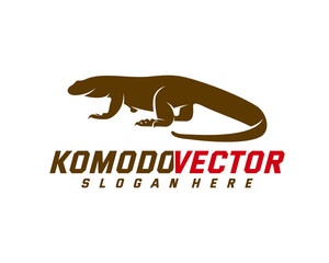 Komodo dragon logo design template. Graphic animal illustration.