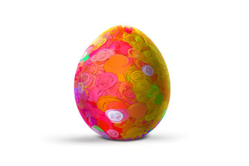 Easter egg isolated on white background. Abstract colorful pattern