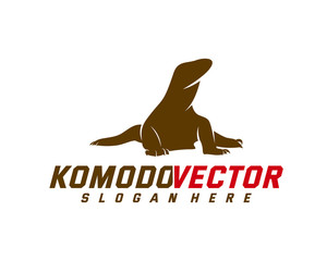 Komodo dragon logo design template. Graphic animal illustration.