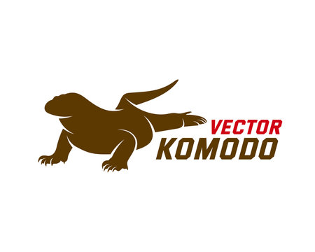 Komodo Dragon Logo Design Template. Graphic Animal Illustration.