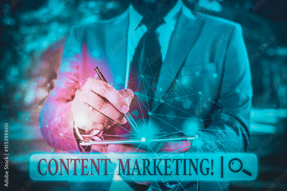 Aufkleber writing note showing content marketing. business concept for involves creation and sharing of online