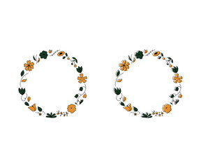 丸いお花のフレーム／装飾／素材／花びら／デザイン