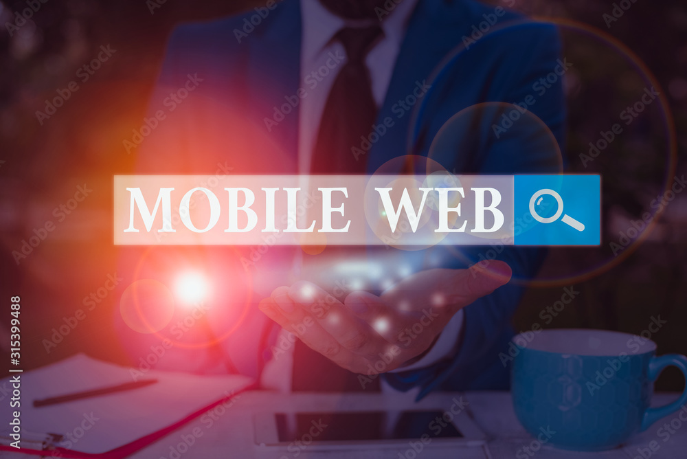 Poster text sign showing mobile web. business photo showcasing browserbased internet services accessed from