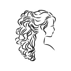 Plakat silhouette of a woman with long hair