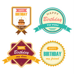 Collection birthday vintage with lettering in retro  design