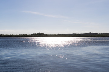 View of wonderful sunset in Morro de Sao Paulo, Bahia, Brazil. Hill.