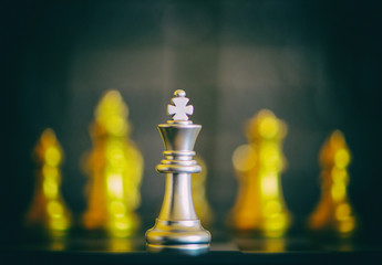 Chess pieces placed on top of a board