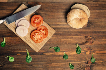 vegetables on a cutting board