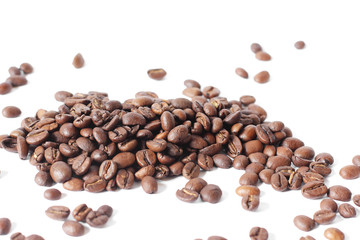 Coffee beans. Coffee beans on a white background. Brown